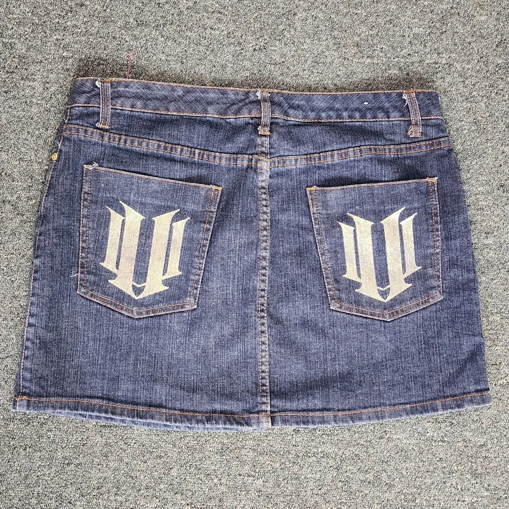 EleVen by Venus Williams Skirt Pocket Logo Graphic Denim Jean Plus Size 14